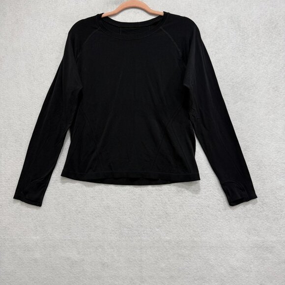 Athleta Shirt Womens Medium Black Long Sleeve Performance Running Top Athletic - Picture 1 of 6